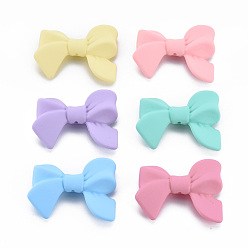 Mixed Color Opaque Spray Painted Acrylic Beads, Bowknot, Mixed Color, 24x33x7mm, Hole: 1.6mm