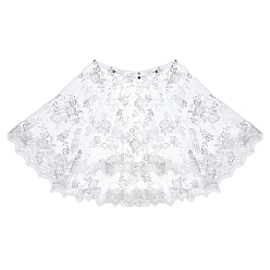 Белый Съемные свадебные кружевные шали из полиэстера, шаль болеро, свадебная кружевная накидка с цветочным принтом, со стеклянными стразами, белые, 91~93x91~93x0.05~0.35 см