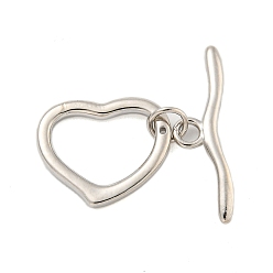 Платина Латуни Переключить застежками, без кадмия, без никеля и без свинца, сердце, платина, Сердце: 14.5x17.5x2.2 mm, отверстие : 8x13 мм, бар: 24.5x7x1.6 mm, отверстие : 3 мм