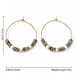 Colorido Pendientes de aro bohemios coloridos con cuentas de piedra natural para mujer., Pendientes de aro de acero inoxidable, dorado, colorido