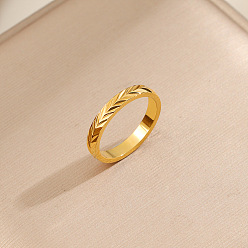 Золотой 201 кольца для пальцев из нержавеющей стали для женщин, цвет пшеницы, золотые, размер США 7 (17.3 мм)
