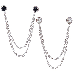 (52) Непрозрачная лаванда 2шт. 2 цветов плоские круглые застежки для булавки из цинкового сплава со стразами, брошь-цепочка для одежды, рюкзака, разноцветные, 170 мм, 1 шт / цвет