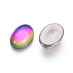 Mixed Color Transparent K9 Glass Cabochons, Flat Back, Oval, Mixed Color, 14x10x4.5mm