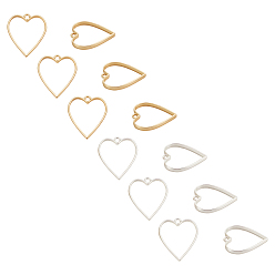 Mixed Color Matte Style Rack Plating Alloy Heart Open Back Bezel Pendants, For DIY UV Resin, Epoxy Resin, Pressed Flower Jewelry, Lead Free & Nickel Free, Mixed Color, 34x30.2x3.7mm, Hole: 3mm, 2 colors, 20pcs/color, 40pcs/box