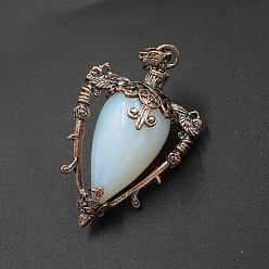 Опал Opalite точечные маятниковые подвески, с красной медной латунью, треугольные, 54x35x23 мм