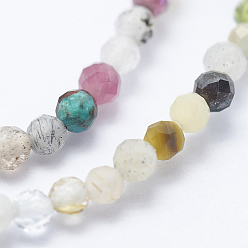 Mixed Color Natural Mixed Stone Beads Strands, Faceted, Round, Mixed Color, 2~2.5mm, Hole: 0.5mm, about 195~208pcs/strand, 15.3 inch~15.7 inch(39~40cm)