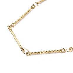 Golden Ion Plating(IP) 304 Stainless Steel Twist Bar Link Chain Bracelet, Golden, 6-3/8 inch(16.3cm)