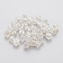 Нержавеющая Сталь Цвет Экологически чистые пластиковые гайки для ушей, спинки для серьги, с 304 фурнитурой из нержавеющей стали, полукруглые / купольные, прозрачные, цвет нержавеющей стали, 5.5x5.5x3.5 мм, отверстие : 0.7 мм