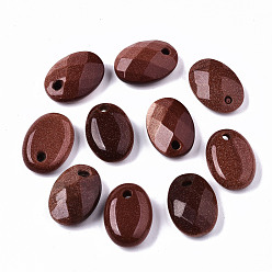 Goldstone Synthetic Goldstone Pendants, Oval, 18x13x6~7mm, Hole: 2.5mm