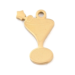 Oro 304 colgantes de acero inoxidable, bebida con encanto de estrella, pulido a mano, revestimiento de iones (ip), dorado, 18x12x1.4 mm, agujero: 1.8 mm