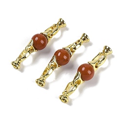 Родонит Натуральный родонит с латунными застежками-раскладушками, реальный 18 k позолоченный, долговечный, стойки покрытие, круглые, 38 мм