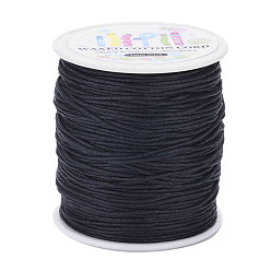 Black Waxed Cotton Cords, Black, 1mm, about 100yards/roll(91.44m/roll), 300 feet/roll