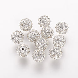 Crystal Polymer Clay Rhinestone Beads, Grade A, Round, Pave Disco Ball Beads, Crystal, 8x7.5mm, Hole: 1mm