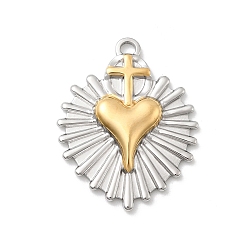Сердце 304 подвески из нержавеющей стали, золотые и нержавеющая сталь цвет, сердце, 25x20x3 мм, отверстие : 1.6 мм