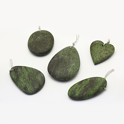 Синьцзян Нефрит Естественно Синьцзян нефрита подвески, разнообразные, 30~66x18~52x3~14 мм, отверстие : 2 мм