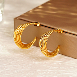 Золотой Винтажные 304 геометрические витые серьги-гвоздики из нержавеющей стали для повседневной носки женщин, золотые, 26.72x24.4 мм