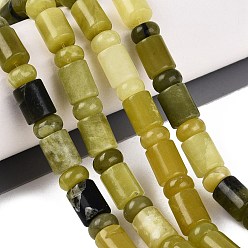 Xiuyan Jade Natural Xiuyan Jade Beads Strands, Barrel & Rondelle, 8x10mm, Hole: 0.9~1.2mm, about 50~52pcs/strand, 14.57~15.35 inch(37~39cm), Rondelle: 8x4.5~5mm