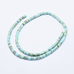 Pale Turquoise Natural Imperial Jasper Beads Strands, Dyed, Heishi Beads, Flat Round/Disc, Pale Turquoise, 4x2~2.5mm, Hole: 0.8mm, about 175~180pcs/strand, 15.7 inch(40cm)