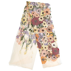 Colorful Ethnic Style Embroidered Flowers Polyester Tulle Lace Fabric, Garment Accessories, Colorful, 125~145x0.08cm