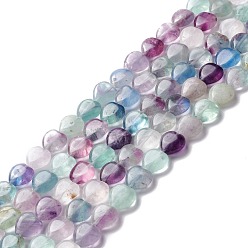 Fluorita Perlas naturales fluorita hebras, corazón, 12.5x12.5x6 mm, agujero: 1 mm, sobre 33 unidades / cadena, 15.55'' (39.5 cm)