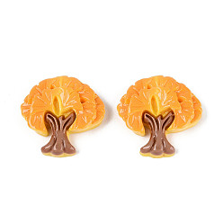 Оранжевый Непрозрачная смола декодирует кабошоны, дерево гинкго, оранжевые, 25~25.5x25~25.5x7~7.5 мм