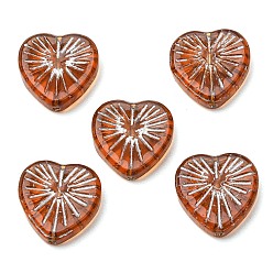 Coral Handmade Lampwork Beads, Heart, Coral, 18.5x18.5x5.5mm, Hole: 1.4~1.5mm, about 34pcs/bag