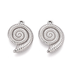 Нержавеющая Сталь Цвет 304 подвески-ракушки из нержавеющей стали, цвет нержавеющей стали, 20x14x2 мм, отверстие : 1.4 мм