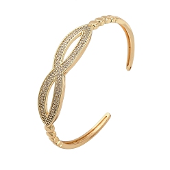 Infinity Браслеты-манжеты из латуни с микропаве из прозрачных кубических цирконий для женщин, реальный 18 k позолоченный, бесконечность, внутренний диаметр: 2-1/8x1-7/8 дюйм (5.5x4.7 см)
