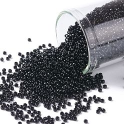 (49) Opaque Jet TOHO Round Seed Beads, Japanese Seed Beads, (49) Opaque Jet, 15/0, 1.5mm, Hole: 0.7mm, about 3000pcs/bottle, 10g/bottle