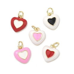 (52) Непрозрачная лаванда Латунь эмаль подвески, сердце прелести, долговечный, стойки покрытие, без свинца и без кадмия, реальный 18 k позолоченный, разноцветные, 12.5x11.5x4 мм, Перейти кольцо: 5.5x1 мм, 3 мм внутренним диаметром