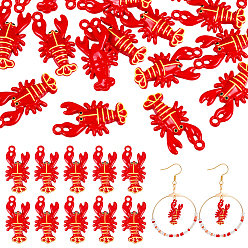 Красный 20 подвески из сплава шт., выпечка окрашены, омары-талисманы, красные, 21x10.5x4 мм, отверстие : 1.2 мм