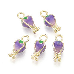 Средний Фиолетовый Стеллаж покрытие сплава эмалью подвески, , без кадмия, без никеля и без свинца, золотой свет, средне фиолетовый, 14.5x5.5x5.5 мм, отверстие : 1.8~2.2 мм