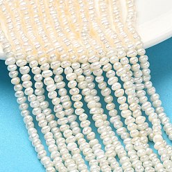 Мокасин Нити из натурального культивированного пресноводного жемчуга, рондель, класс 4, мокасин, 4~4.5 мм, отверстие : 0.6 мм, около 117~120 шт / нитка, 13.78 дюйм (35 см)
