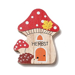 Гриб Осенние односторонние деревянные кабошоны с принтом, гриб, 117x97x12 мм