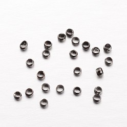 Gunmetal Rondelle Brass Crimp Beads, Gunmetal, 2x1mm, Hole: 1mm, about 10000pcs/100g