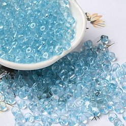 Licht Himmel blau Transparente Acryl Perlen, oben gebohrt, runde Suzumaru-Perlen, Licht Himmel blau, 5.5x5x4 mm, Bohrung: 1.2 mm, ca. 8333 Stk. / Set