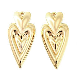 Настоящее золото 18K Латунные подвески, без кадмия, без никеля и без свинца, сердце прелести, реальный 18 k позолоченный, 30x14x2.2 мм, отверстие : 1.2 мм