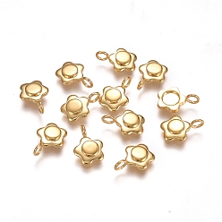 Золотой 304 Настройки кабошон из нержавеющей стали кулон, чашки безель с краями, цветок, золотые, лоток : 4 мм, 11x7.5x2 мм, отверстие : 2 мм