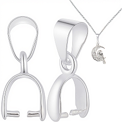 Посеребрённый 30шт. латунные скобы для ледоруба, 925 серебро покрытием, 11.5x3 мм, отверстие : 5x3.5 мм, штифты : 1 мм