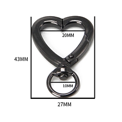 Сердце Цинковые поворотные застежки, для изготовления пакетов, сердце, 43x27x4 мм, отверстия : 10 mm и 20 мм