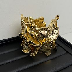 Золотой Браслеты-манжеты из сплава для женщин, цветок, золотые, внутренний диаметр: 2-3/4 дюйм (7 см)