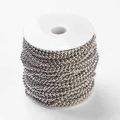 Platinum Iron Ball Chains, Soldered, with Spool, Platinum, Nickel Free, 3.2mm in diameter, about 164.04 Feet(50m)/roll