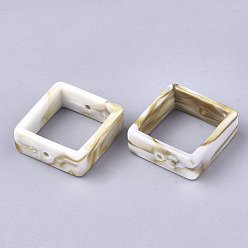 Linen Acrylic Bead Frame, Imitation Gemstone Style, Rectangle, Linen, 28x27x9.5mm, Hole: 1.5mm, about 160pcs/500g