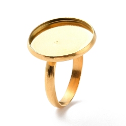 Настоящее золото 18K Ионное покрытие (ip) 304 компоненты колец из нержавеющей стали, латунная фурнитура платформы для кольца, плоско-круглые, реальный 18 k позолоченный, лоток : 18 мм, 3 мм, размер США 7 3/4 (17.9 мм)