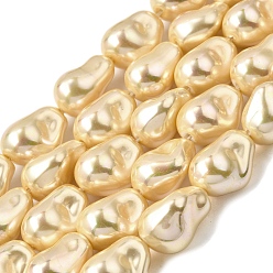 Золотистый Нити бусин из гальванизированного непрозрачного стекла, имитирующие жемчуг, самородки, золотые, 21.5~25x15~16x13.5~15 мм, отверстие : 1.2 мм, около 19 шт / нитка, 16.02'' (40.7 см)