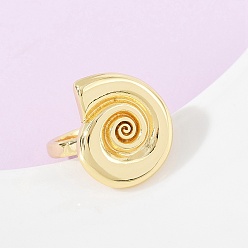 Shell Shape Латунные манжеты с океанской тематикой, реальный 18 k позолоченный, без кадмия, без никеля и без свинца, формы раковины, внутренний диаметр: регулируемый, оболочкой: 22x19.5 mm