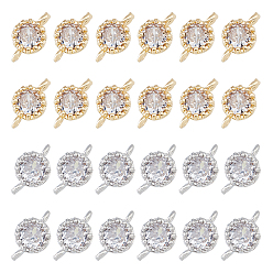 Platinum & Light Gold 24 шт. 2 цвета цветок латунь микро паве кубический цирконий звенья, без кадмия, без никеля и без свинца, платина и светлое золото, 11.5x6x4 мм, отверстие : 1 мм, 12 шт / цвет