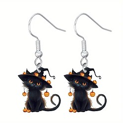 Cat Shape Акриловые серьги болтаться, платина, форма кошки, 31x33 мм