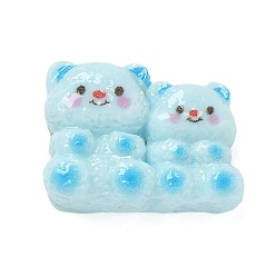 Небесно-голубой Кабошоны из смолы, двойной медведь, голубой, 20.5x25.5x9 мм