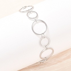 Нержавеющая Сталь Цвет 304 женские браслеты-цепочки со звеньями из нержавеющей стали, кольцо, цвет нержавеющей стали, 6-3/4 дюйм (17 см)